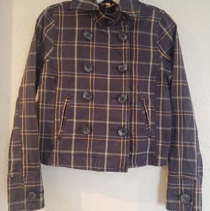 Aeropostale Navy Yellow Plaid light jacket